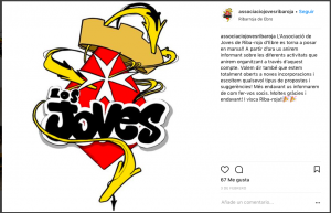 Pàgina d'Instagram de l'Associació de Joves de Riba-roja amb el logotip de la nova entitat.